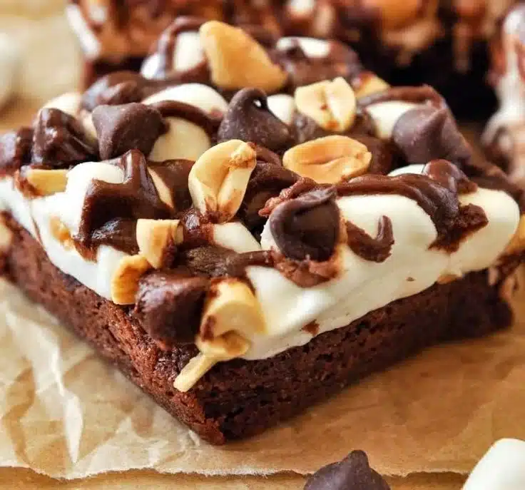 Rocky Road Brownies 5 Delicious Rocky Road Brownies topped with nuts and marshmallows