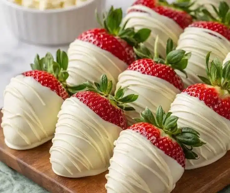 White Chocolate Covered Strawberries for Valentine’s Day 2 Delicious white chocolate covered strawberries for Valentine's Day celebration