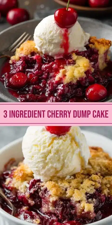 Delicious 3 ingredient cherry dump cake ready to serve