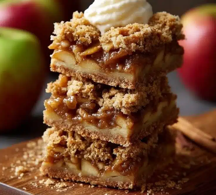 Delicious homemade Apple Crisp Bars with crumb topping and fresh apples