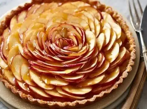 Beautifully arranged Apple Rose Tart with fresh apples and pastry crust