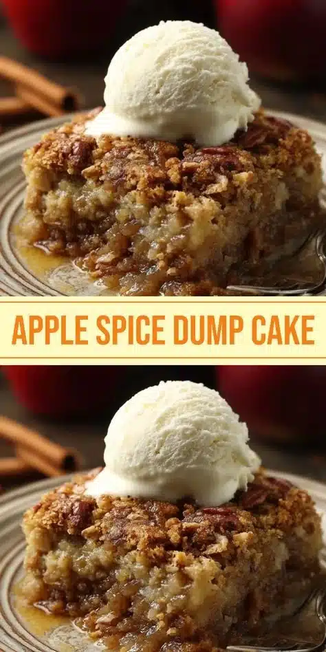 Delicious homemade Apple Spice Dump Cake in a baking dish