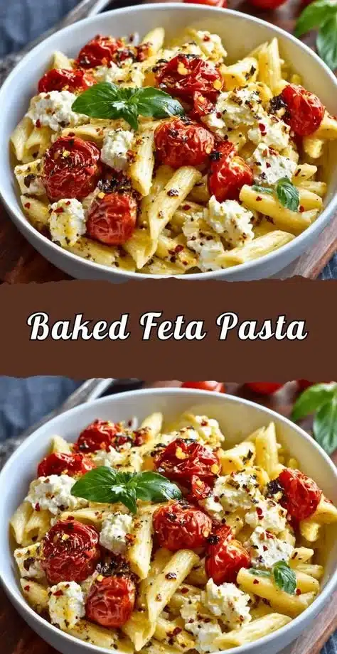 Delicious Baked Feta Pasta with fresh tomatoes and herbs