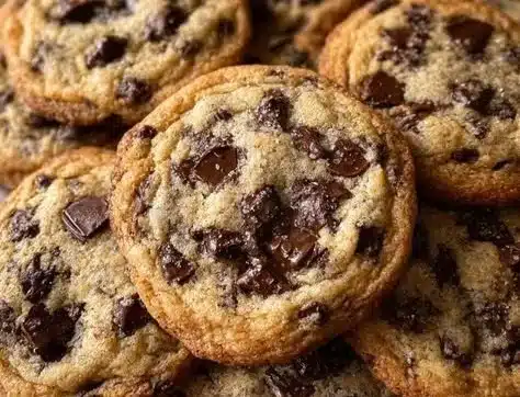 Delicious bakery style chocolate chip cookies on a cooling rack