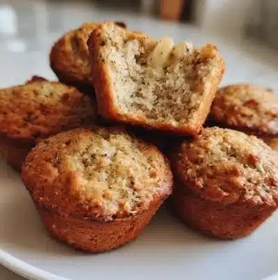 Freshly baked Banana Oatmeal Muffins on a cooling rack