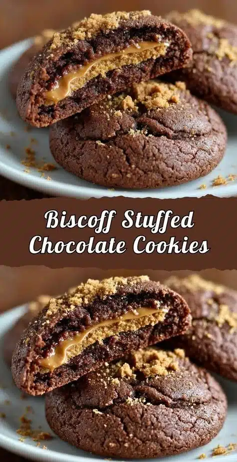 Biscoff stuffed chocolate cookies fresh out of the oven