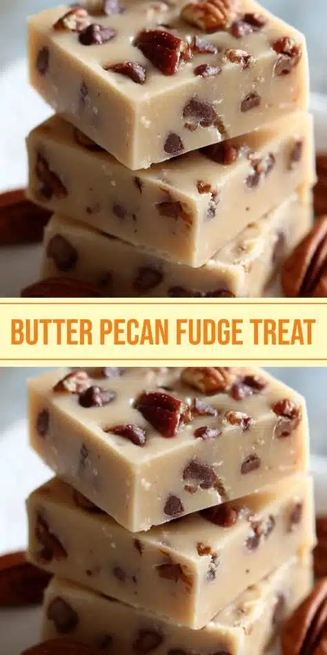 Delicious homemade butter pecan fudge with rich flavors and crunchy pecans