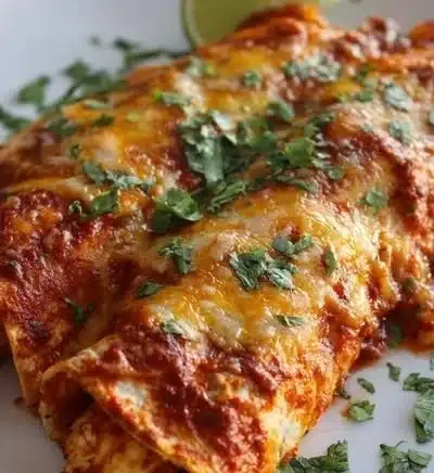 Delicious homemade chicken enchiladas served with toppings