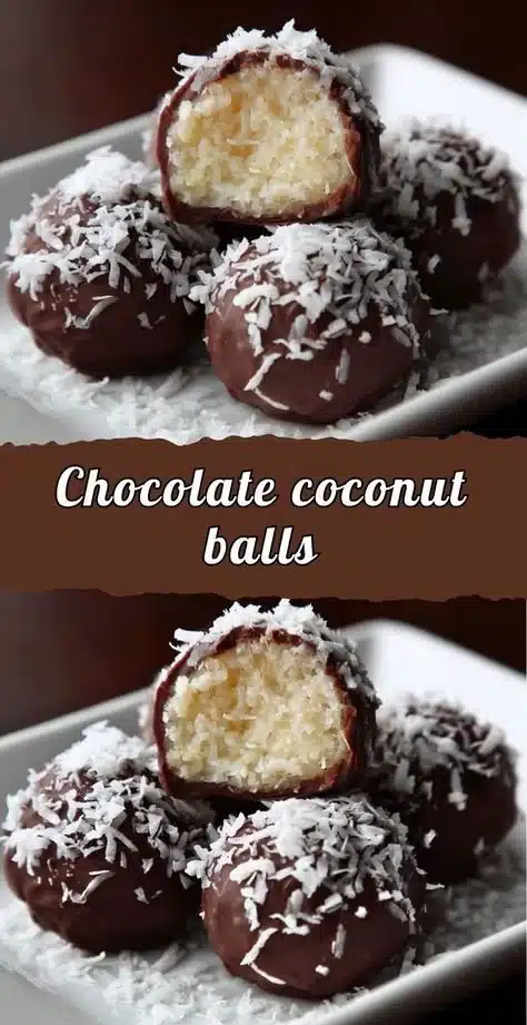 Homemade Chocolate Coconut Balls topped with shredded coconut