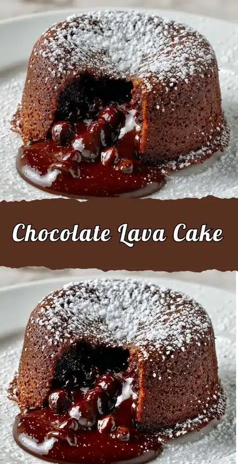 Rich Chocolate Lava Cake with molten chocolate center served on a plate
