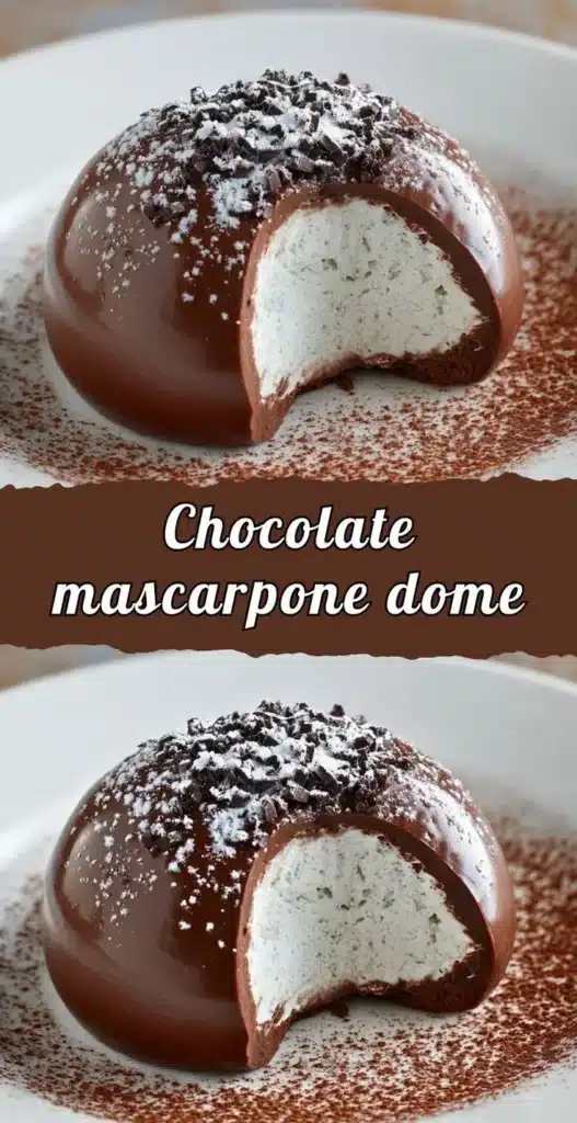 Decadent Chocolate Mascarpone Dome dessert with rich chocolate layers and creamy mascarpone.