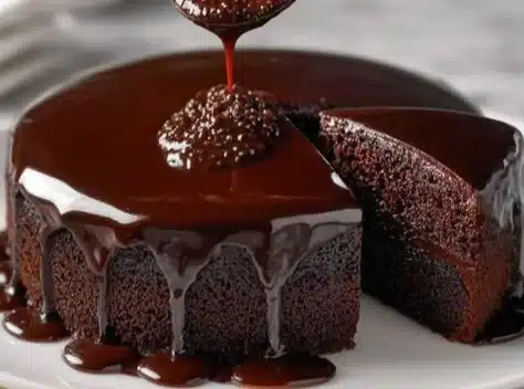 Decadent Chocolate Mirror Glaze Cake with a glossy finish