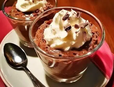 Decadent chocolate mousse served in a dessert dish