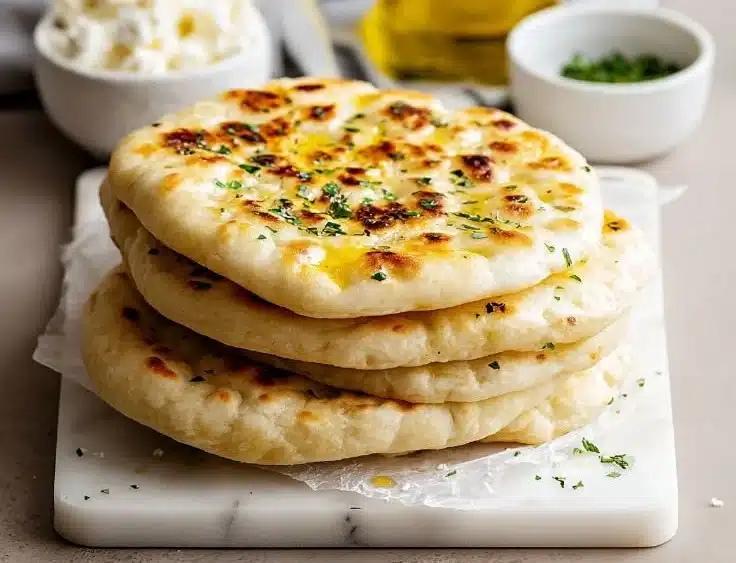 Delicious cottage cheese flatbread served with toppings for a healthy breakfast