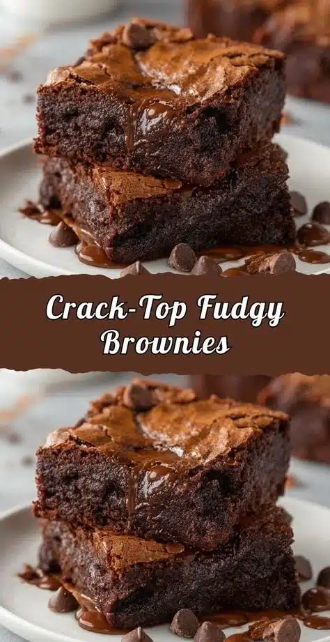 Delicious crack top fudgy brownie with a gooey chocolate center