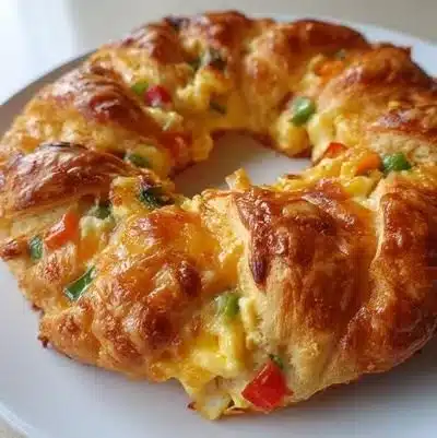 Crescent Breakfast Ring filled with eggs and cheese, perfect for brunch.