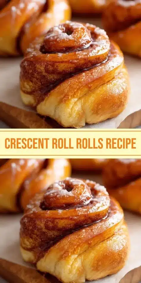 Delicious crescent roll cinnamon rolls drizzled with icing