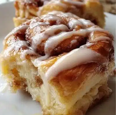 Delicious homemade Crescent Roll Cinnamon Rolls drizzled with icing