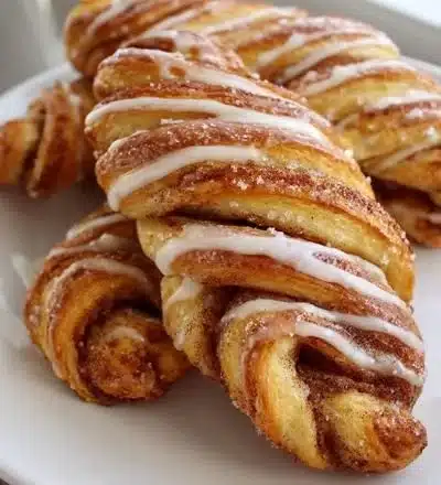 Delicious crescent roll cinnamon twists sprinkled with sugar and cinnamon