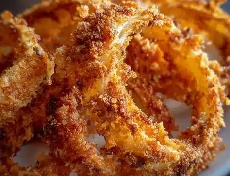 Crispy Parmesan onion ring chips served in a bowl, perfect for snacking