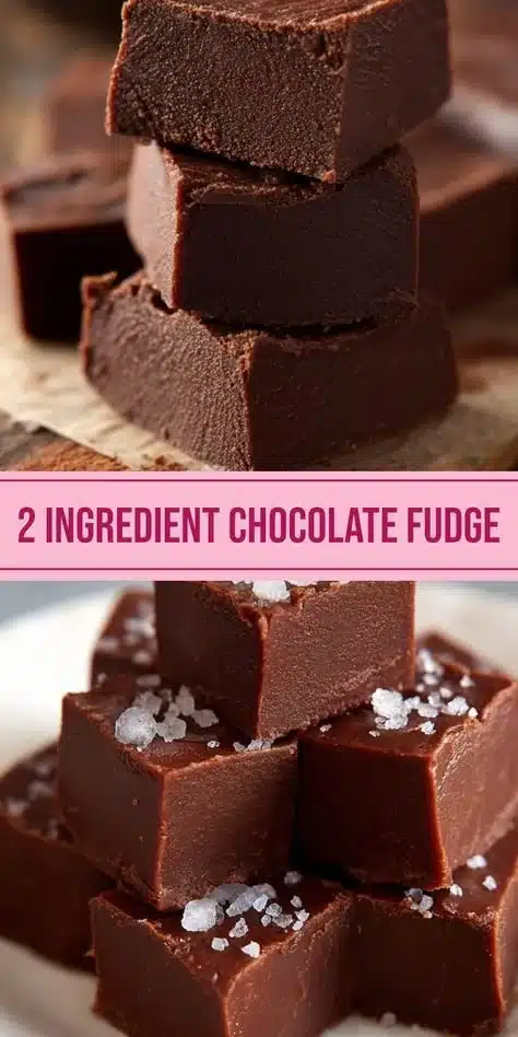 Easy 2-Ingredient Chocolate Fudge Recipe with chocolate and sweetness