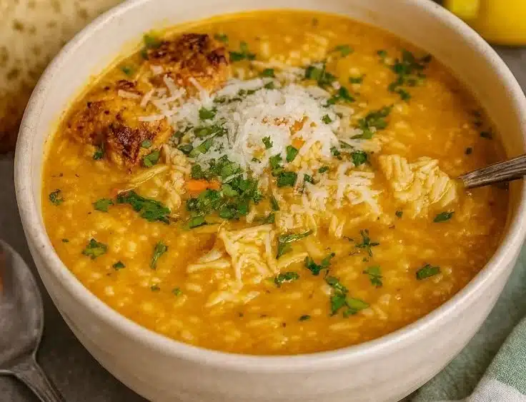 Bowl of Easy Italian Penicillin Soup, a healing and comforting dish.
