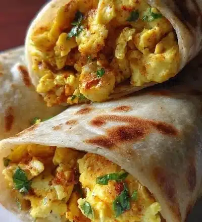 Delicious Egg Paratha Wrap served on a plate with fresh herbs.
