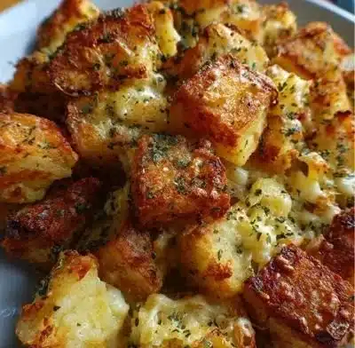 Frika Potato and Cheese Hash served in a skillet, garnished with fresh herbs.