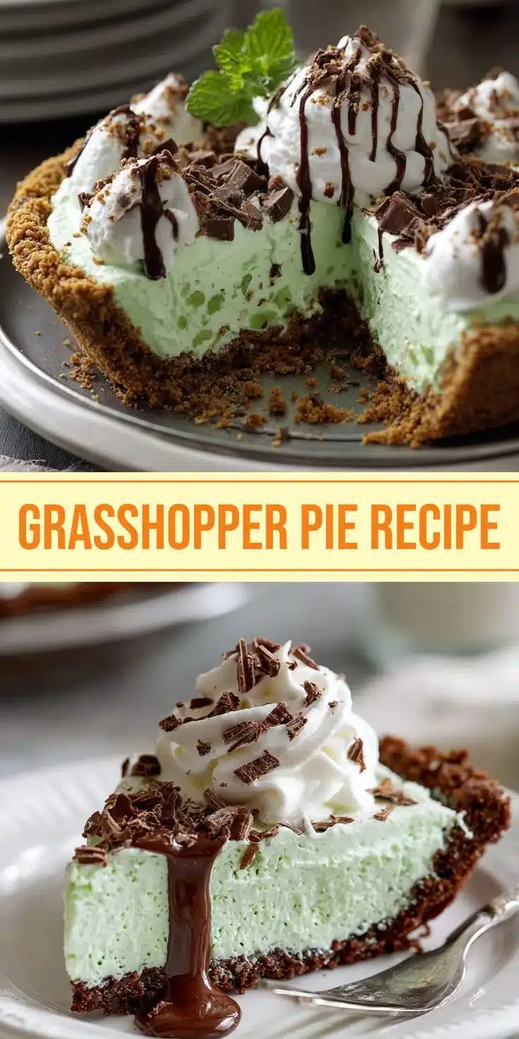 Grasshopper Pie - a minty chocolate dessert with a creamy filling