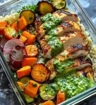 Healthy meal prep containers filled with nutritious food for balanced meals.