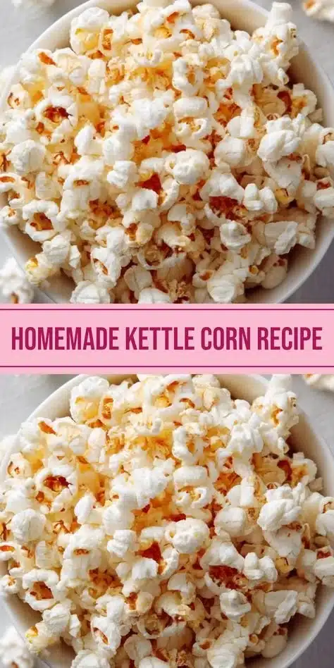 Bowl of homemade kettle corn with a sprinkle of salt and sugar