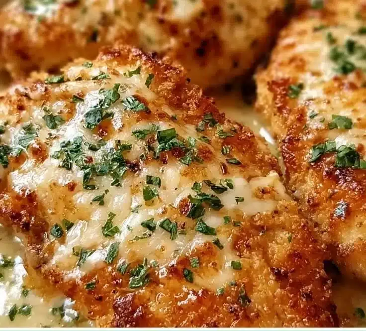 Longhorn Steakhouse succulent Parmesan Chicken dish garnished with herbs