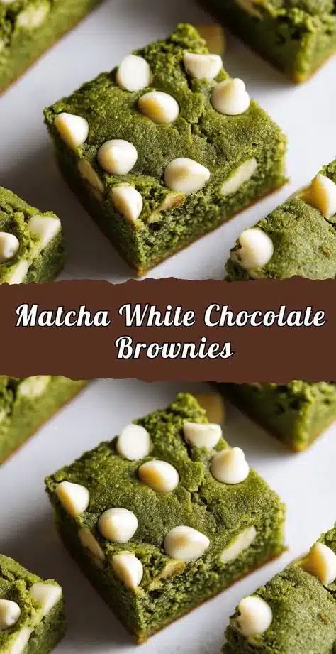 Matcha brownies with white chocolate chunks served on a plate.