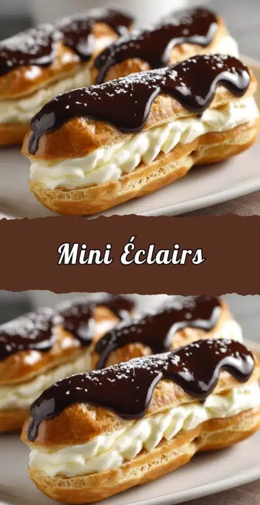 Delicious mini eclairs served on a platter, perfect for dessert lovers.