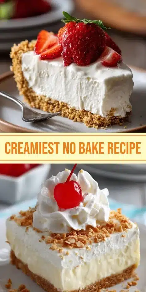 Delicious no bake cheesecake topped with fresh fruit