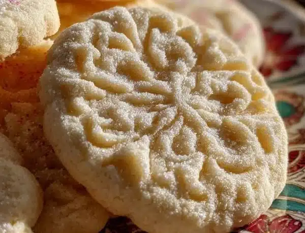 Homemade old fashioned rolled sugar cookies on a baking sheet
