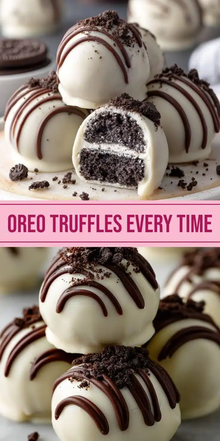 Delicious homemade Oreo Truffles with chocolate coating on a white plate