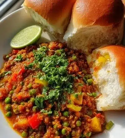 Delicious Pav Bhaji - Indian bread served with spicy vegetable curry