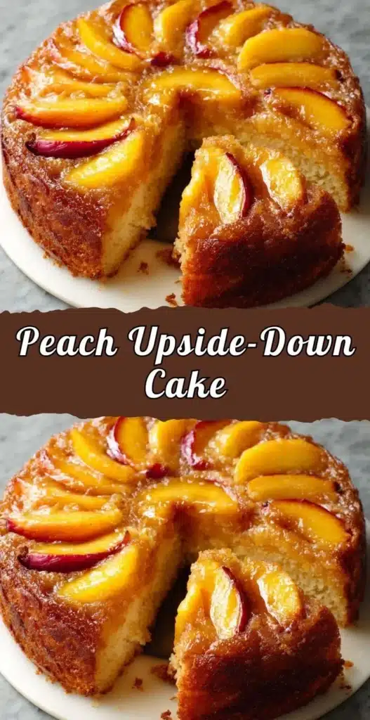 Delicious Peach Upside-Down Cake with juicy peaches on top