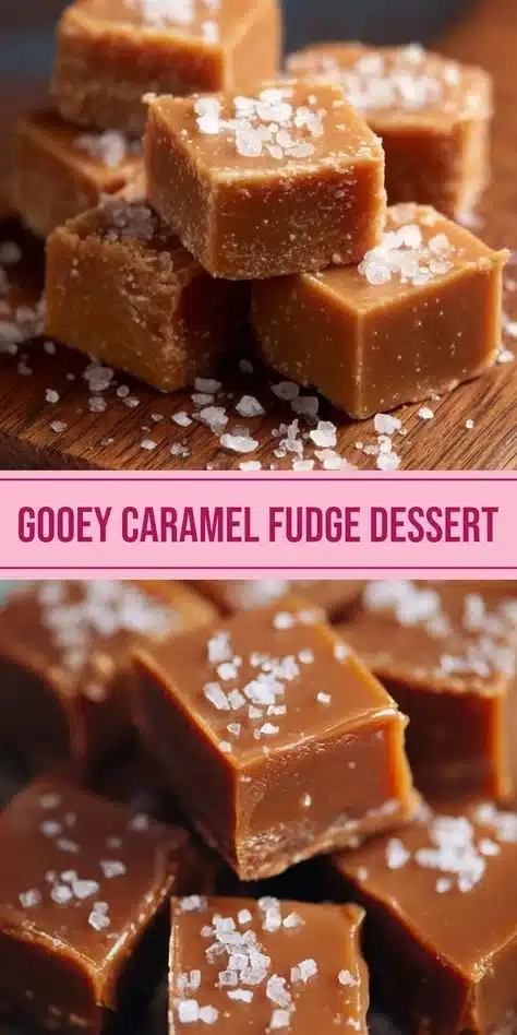 Delicious homemade Salted Caramel Fudge topped with sea salt.