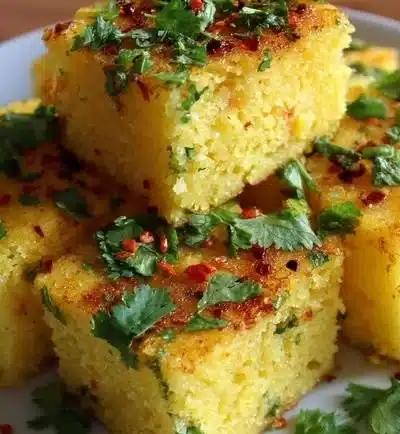 Delicious semolina steamed cake garnished with fresh fruits.