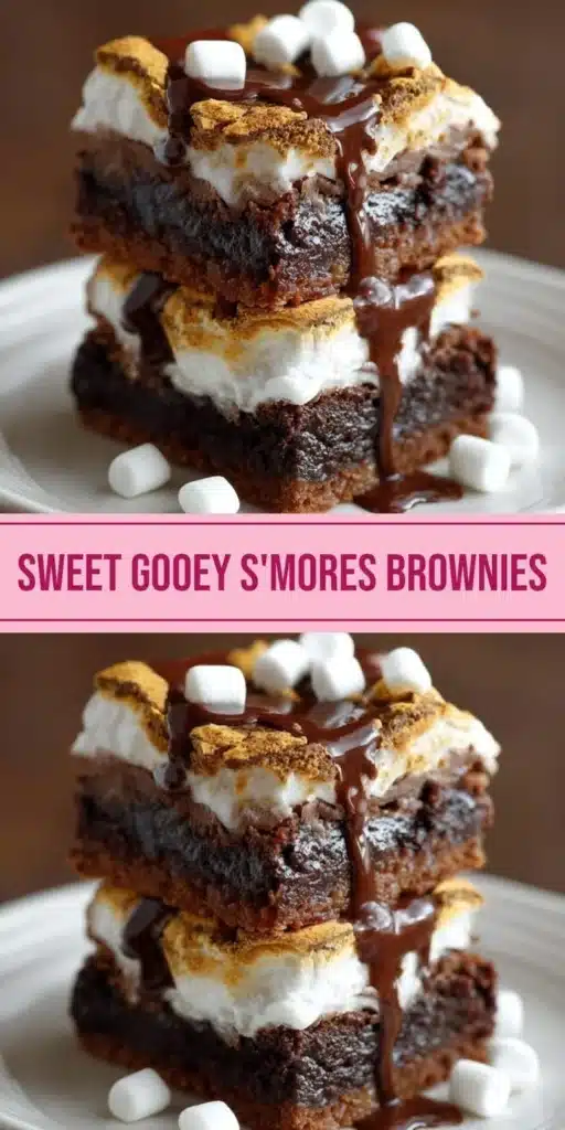 Delicious S'mores Brownies topped with chocolate, graham crackers, and marshmallows