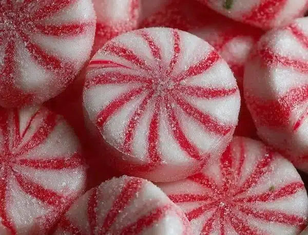 Soft Christmas peppermints in festive packaging for the holidays