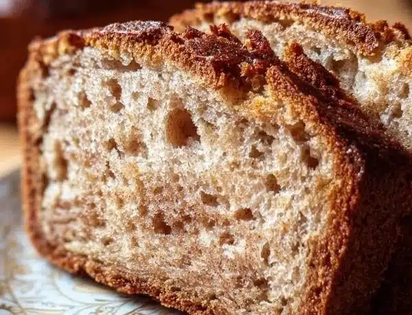 Sourdough discard cinnamon quick bread fresh from the oven