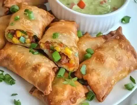 Savory Southwest egg rolls filled with spices and fresh ingredients.