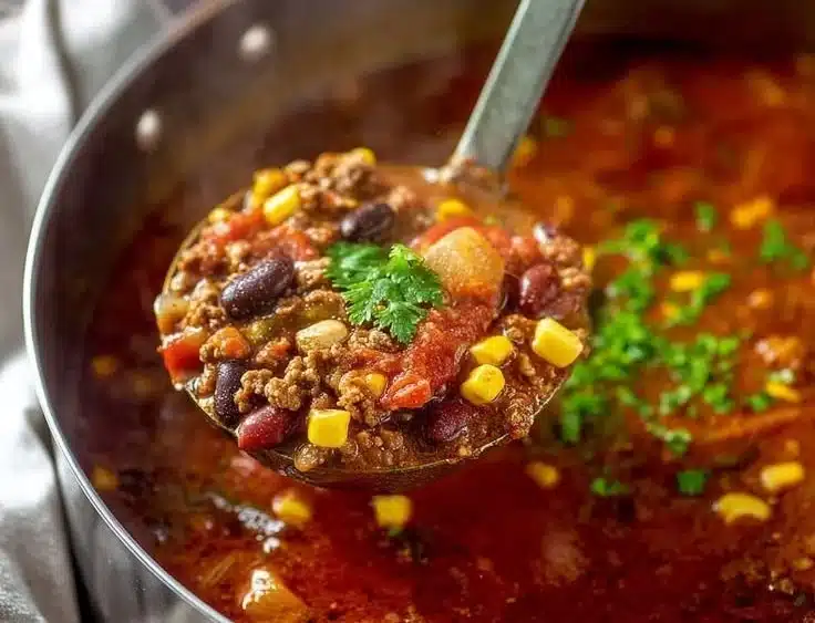 Bowl of delicious taco soup topped with cheese and avocado